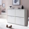 Schuhschrank WL5.829 Modern 120 x 81 x 24 cm Holz Schuhregal Weiß 4 Fächer, Schuhkommode Flurschrank mit Ablage, Design Schuhkipper Schuhaufbewahrung, Flurkommode für Schuhe Hoch Bild 2