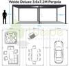 Weide Deluxe | Pergola Voll Aluminium freistehend | 3,6 x 7,2 M | Lamellendach weiß Bild 4