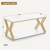BarberPub Couchtisch Gold, Beistelltisch mit 2 Ablagen, Sofatisch aus Holz, Moderner Wohnzimmertisch Metall, Kaffeetisch für Wohnzimmer, Schönheitssalon, 2196 Bild 3