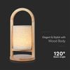 LED Tischleuchte, Touchdimmer, Holz, beige, Akku, H 32 cm Bild 5