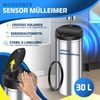 KESSER® Automatik Sensor Mülleimer Abfalleimer Abfall EDELSTAHL Papierkorb 30 Liter, 30 Liter SILBER Bild 2