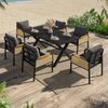 Modernes Outdoor-Sofa-Set , Freizeit- und Besprechungsset für mehrere Personen , Eisengestell , Geflochtene Armlehnen , Inklusive Sitzkissen Bild 4