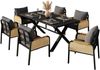 Modernes Outdoor-Sofa-Set , Freizeit- und Besprechungsset für mehrere Personen , Eisengestell , Geflochtene Armlehnen , Inklusive Sitzkissen Bild 2