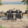 Modernes Outdoor-Sofa-Set , Freizeit- und Besprechungsset für mehrere Personen , Eisengestell , Geflochtene Armlehnen , Inklusive Sitzkissen Bild 3