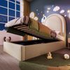 Kinder-Polsterbett 90×200 cm mit hydraulischem Bettkasten und Matratzenstoppern, Beige, ohne Matratze Bild 2
