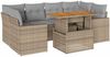 vidaXL 7-tlg. Garten-Sofagarnitur mit Kissen Beige Poly Rattan 3327006 Bild 2