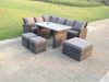 Fimous 9 Sitzer Hoher Rücken Rattan Gartenmöbel-Set Ecksofa mit Schwarz gehärtet Esstisch 3 Hockern Bild 2