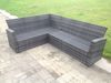 Fimous 9 Sitzer Hoher Rücken Rattan Gartenmöbel-Set Ecksofa mit Schwarz gehärtet Esstisch 3 Hockern Bild 3