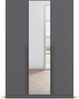 rauch Kleiderschrank Alba, Drehtürenschrank, Garderobenschrank, 3-türig, mit Spiegel, mit 2 Kleiderstangen und 2 Einlegeböden, Farbe Grau metallic, Schwarz, Griffstange Grau metallic, Schwarz, 136x197x56cm Bild 2