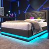 Polsterbett 90x200 cm aus PU mit hydraulischem Bettkasten, 3-seitiger LED-Beleuchtung und USB-Typ-C Bild 3
