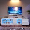 TV-Ständer, Hochglanz-Kommode Sideboard mit LED-Beleuchtung, Lowboard passend für 65" Fernseher für Wohnzimmer und Schlafzimmer, MDF, Weiß, 160x40x52cm Bild 5