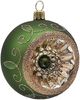 Reflexkugel Ø 8cm, grün Fichtengrün matt, Spitzenbordüre - Schatzhauser Weihnachtsschmuck Bild 1