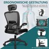 Vivitar Bürostuhl mit hoher Rückenlehne, verstellbarer Kopfstütze, Lendenwirbelstütze (10–15-Grad-Neigungsfunktion, flexibler Rückenlehne, stabiler Schreibtischstuhl), klappbaren Armlehnen, bequemer Bürostuhl mit atmungsaktivem Netzgewebe Bild 3