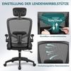 Vivitar Bürostuhl mit hoher Rückenlehne, verstellbarer Kopfstütze, Lendenwirbelstütze (10–15-Grad-Neigungsfunktion, flexibler Rückenlehne, stabiler Schreibtischstuhl), klappbaren Armlehnen, bequemer Bürostuhl mit atmungsaktivem Netzgewebe Bild 4