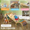 LVHOM 5-in-1 Klettergerüst aus Holz, Pikler Dreieck mit Rutsche & Bogenbrücke, faltbares Kletterdreieck für Kleinkinder, Motorikspielzeug bis 50 kg Bild 3