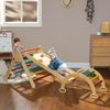 LVHOM 5-in-1 Klettergerüst aus Holz, Pikler Dreieck mit Rutsche & Bogenbrücke, faltbares Kletterdreieck für Kleinkinder, Motorikspielzeug bis 50 kg Bild 2