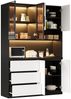i@home Hochschrank Küchenschränke, Küchenvitrinen mit LED-Beleuchtung Multifunktionale Schränke mit 3 Schubladen, 6 Türen und Ablagebrettern Bild 3