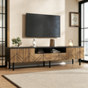 Merax TV-Schrank 180x40x45 cm mit Schubladen & Türen, Modernes Lowboard aus Spanplatte, Fernsehtisch für Wohnzimmer, bis 75kg belastbar, Schwarz-Holzoptik Bild 3
