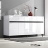Sideboard 160x40x68 cm, Weiß mit Hochglanz-Fronten, 4 Schubladen & 2 Türen Bild 3