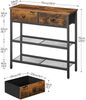 HOOBRO Schmaler Konsolentisch mit Schublade und Ablage Vintagebraun-Schwarz Bild 3