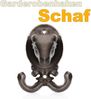 BigDean 2 Stück Garderobenhaken Schaf aus robusten Gusseisen anthrazit (BxH) 8,5x10cm - Haken als Deko und Garderobe geeignet- Tierkopf Kleiderhaken massiv –Wandhaken vintage für Innen & Außen Bild 2