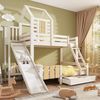 Merax Etagenbett Bett 90x200 & 140x200 cm, mit Schublade, Lattenrost, Rutsche und Leiter, (Ohne Matratze), MDF weiß Bild 3