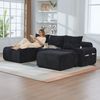 Modulares 3-Sitzer Cordsofa m. 2 Hockern, Getränkehalter, Tasche, Schwarz Bild 2