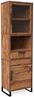 massivum Vitrine Sydney Akazie hell 50x185x45 cm Massivholz-Glasvitrine braun Hochvitrine Wohnzimmer-Schrank mit Glastüren rustikal Bild 1