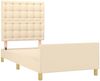Einzelbett mit Kopfteil Stoff Creme 90x190 cm Bild 4