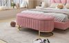 Fußbank, Gepolsterte Sitzbank mit Stauraum, Schlafkoffer und Sofabank, Samtstoff, Rosa, 120×40 cm Bild 3