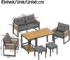 Merax Outdoor-Sofa-Set, Freizeit- und Besprechung Set für mehrere Personen, Eisengestell, Geflochtene Armlehnen, Inklusive Sitzkissen, Multifunktionaler Tisch Bild 4