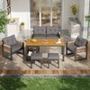 Merax Outdoor-Sofa-Set, Freizeit- und Besprechung Set für mehrere Personen, Eisengestell, Geflochtene Armlehnen, Inklusive Sitzkissen, Multifunktionaler Tisch Bild 5