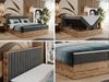Boxspringbett mit dekorativem Kopfteil und zwei Bettkästen, Eiche Holzrahmen - ALBERO 4 - 120x200 cm - Dunkelgrau Velours - H4 Bild 2