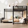 Merax Etagenbett Jugendbett Kinderbett L-förmiges Metall-Etagenbett 90x200 über 140x200, Schwarz Bild 3