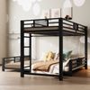 Merax Etagenbett Jugendbett Kinderbett L-förmiges Metall-Etagenbett 90x200 über 140x200, Schwarz Bild 5