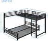 Merax Etagenbett Jugendbett Kinderbett L-förmiges Metall-Etagenbett 90x200 über 140x200, Schwarz Bild 4