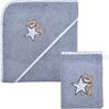 Wörner Handtuch Set Teddy/Stern Kapuzenbadetuch 100/100 mit Waschhandschuh, Frottier (Spar-Set, 2-St), mit süßer Teddystickerei Bild 1