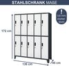 Umkleideschrank Spind BARTEK - 10 Abteile, Etikettenhalter Lüftungsschlitze | Umkleidespind Schließfachschrank Garderobenspind, 172x136x45cm Anthrazit-Weiß Bild 2