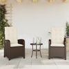 vidaXL 3-tlg. Bistro-Set mit Kissen Braun Poly Rattan 365178 Bild 3