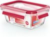 Emsa N10405 Clip & Close Glas Frischhaltedose | 0,45 L | stapelbar | gefrierfest | backofenfest | mikrowellenfest | rutschfestes Stapeln | 100% dicht | spülmaschinenfest | Transparent/Rot Bild 4