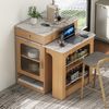 Merax Kücheninsel mit Rollen, Ausziehbarer Esstisch mit abnehmbarer Tischplatte, Bartisch mit Steckdosenleisten, dient als Kücheninsel, Anrichte, Sideboard oder Bartisch für Küche und Esszimmer (Natur) Bild 3