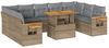 vidaXL 10-tlg. Garten-Sofagarnitur mit Kissen Beige Poly Rattan Akazie 3327643 Bild 2