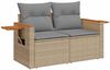 vidaXL 10-tlg. Garten-Sofagarnitur mit Kissen Beige Poly Rattan Akazie 3327643 Bild 5
