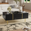 Couchtisch Schwarz Hochglanz mit Gold Akzenten,Sofatisch mit 2 Schubladen Stauraum Bild 4