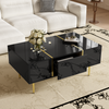 Couchtisch Schwarz Hochglanz mit Gold Akzenten,Sofatisch mit 2 Schubladen Stauraum Bild 3