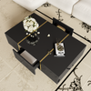 Couchtisch Schwarz Hochglanz mit Gold Akzenten,Sofatisch mit 2 Schubladen Stauraum Bild 2
