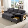 Schlafsofa Cord mit Stauraum & USB-Anschluss, 231x131,5x84 cm, Dunkelgrau Bild 5
