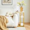 YMYNY Beistelltisch Kaffeetisch C-Form 40x26x61.5 cm Marmormuster Weiß Gold Bild 4