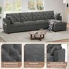 i@home Ecksofa L-förmiges Sofa, 4-Sitzer Sofa, Beige/Grau, mit Magazintaschen, Rückenlehne mit Knopfheftung, (281×86×71 cm) Bild 4