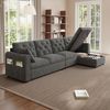 i@home Ecksofa L-förmiges Sofa, 4-Sitzer Sofa, Beige/Grau, mit Magazintaschen, Rückenlehne mit Knopfheftung, (281×86×71 cm) Bild 2